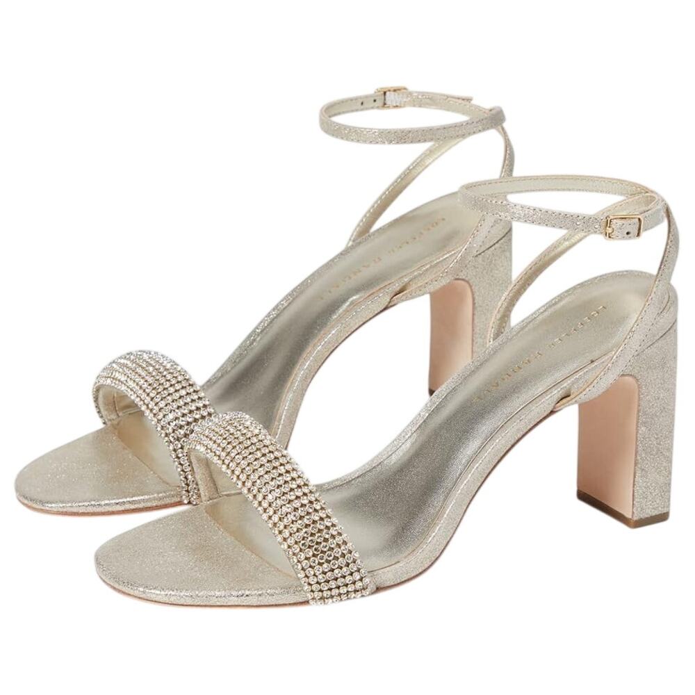 Loeffler Randall Shay Heeled Sandals Size 10 Champagne Gold Rhinestone NWOB